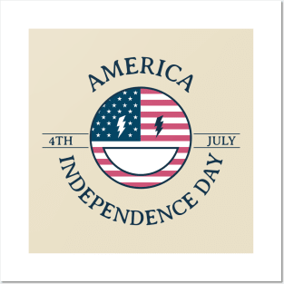 Independence Day. American flag with smile Posters and Art